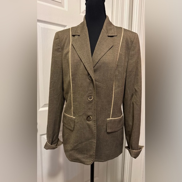 Kasper Jackets & Blazers - Kasper Brown Blazer with Cream Accents